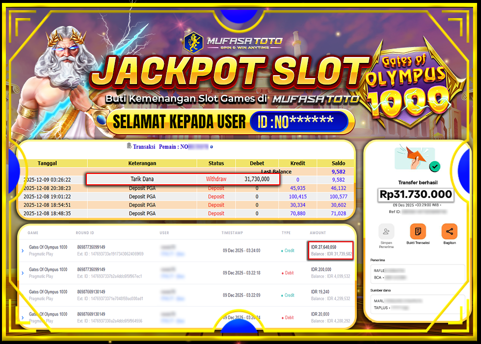 MUFASATOTO JACKPOT PRAGMATIC PLAY Rp.31.730.000|LUNAS